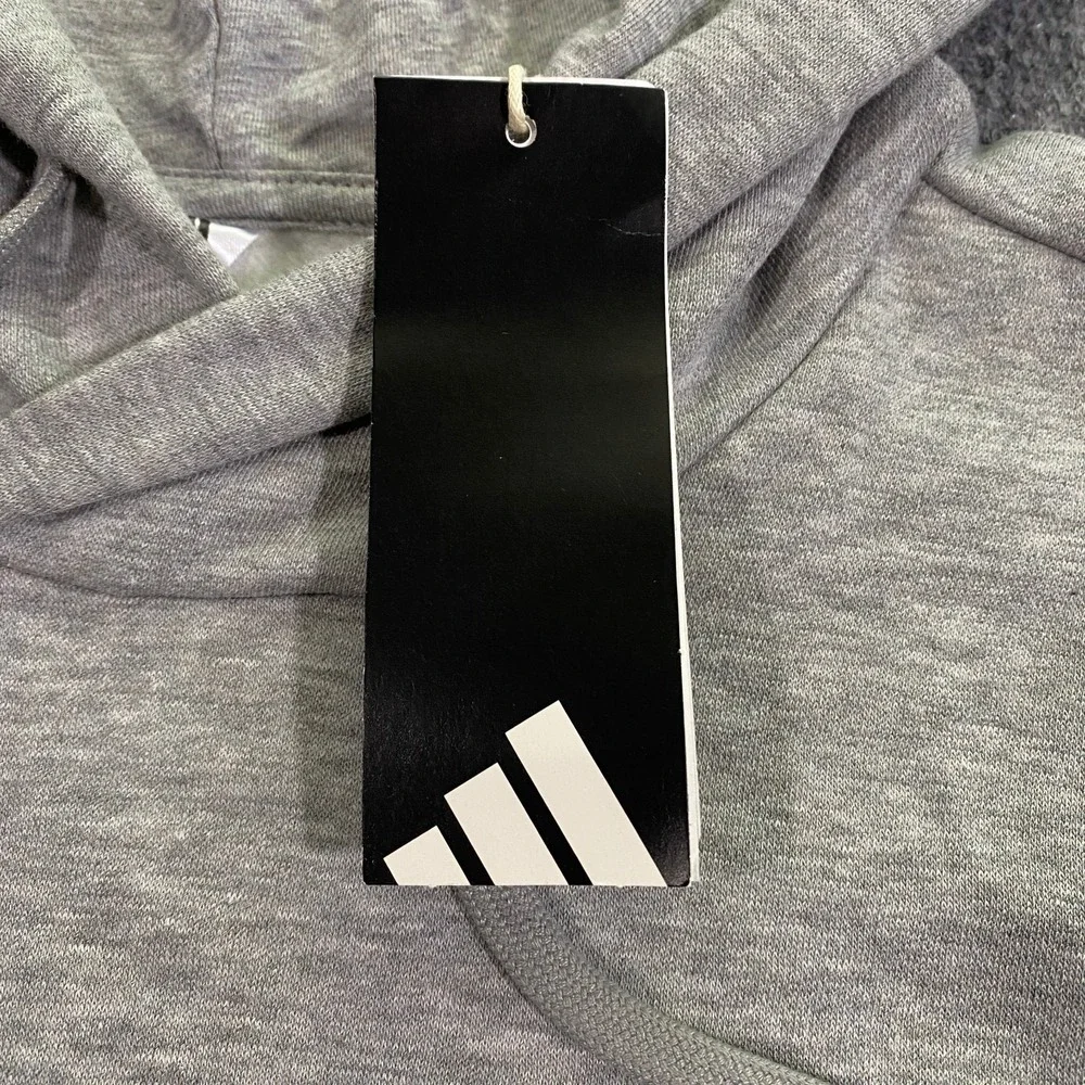 Adidas 3D Retro 70s Striped Logo Hoodie Mens XXL Gray Spell Out Disco Groovy NWT